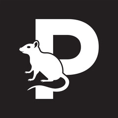 Initial Rat Logo Combine With Letter P Vector Template