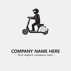 Scooter silhouette illustration black and white for logo company vector image
