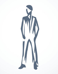 Vector drawing. Standing businessman sign