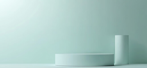 Calm and Clean Mint Colored Geometric Shapes Showcasing Modern Design Aesthetics