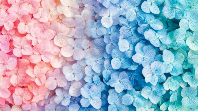 Colorful hydrangea blossoms transition for seasonal celebration design