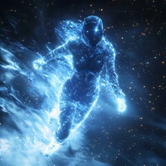 Female sci fi hero blasting forward high resolution picture