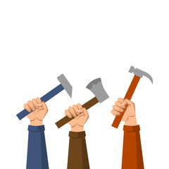 Hands Holding Tool Happy Labor Day Illustration