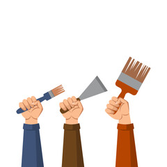 Hands Holding Tool Happy Labor Day Illustration