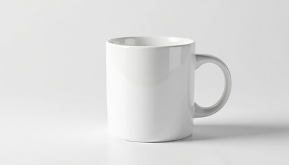 Fototapeta premium One white ceramic mug isolated on white backdrop, photography, object, mockup