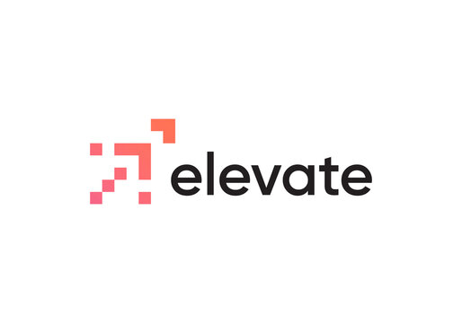 elevate growth logo. arrow statistics technology vector design concept