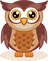 vector brown bird owl cute cartoon illustration