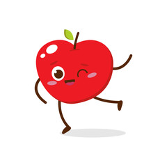 Happy Apple Character Jumping – Cute Fruit Mascot Illustration