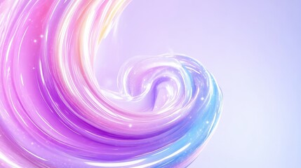 Obraz premium Abstract swirl of pastel colors. A dynamic, fluid, and glossy swirl of soft, pastel shades creates a captivating visual. The colors blend seamlessly, with highlights and a sense of movement.