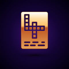 Gold Crossword icon isolated on black background. Vector