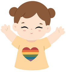 Cute Pride Month Kids Clipart – LGBTQ+ Rainbow Flag and Heart Symbols