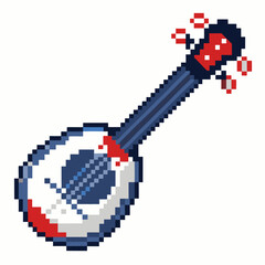 Fototapeta premium Colorful 8 Bit Pixel Art Banjo Illustration for Retro Music Design