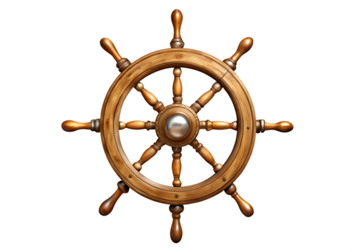 steering wheel of a ship isolated on white background
