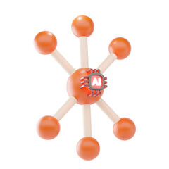 3D Futuristic Molecular Structure Icon with Advanced Artificial Intelligence Integration