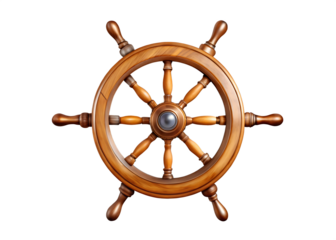 steering wheel of a ship isolated on white background