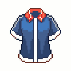 Fototapeta premium Pixel Art Shirt with Red Collar Retro Style Illustration