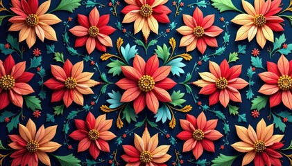 Obraz premium Intricate floral design, repeating seamlessly , floral pattern, art, blossom