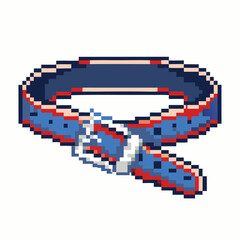 Obraz premium Pixel Art Dog Collar in Blue and Red with Buckle for Pet Accessories Illustration