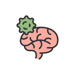 Brain cancer colored icons, minimalist vector illustration ,simple transparent graphic element .Isolated on white background