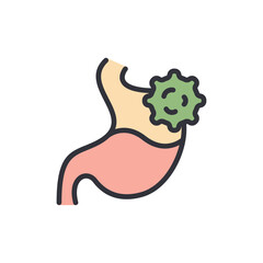 Stomach cancer colored icons, minimalist vector illustration ,simple transparent graphic element .Isolated on white background