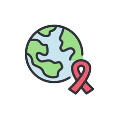 World cancer day colored icons, minimalist vector illustration ,simple transparent graphic element .Isolated on white background