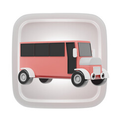3D Futuristic School Bus Icon with Advanced Smart Technology Features

