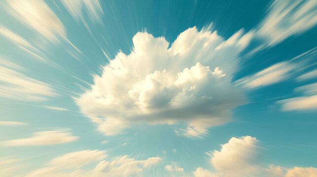 Dramatic sky zoom burst cloudscape white blue peaceful serenity nature art day sun airy soft view