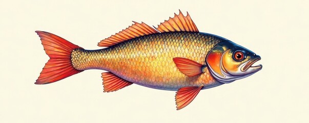 Simple fish outline in bold lines, seafood, icon