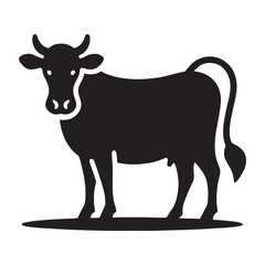 Geometric vector cow silhouette with clean, bold outlines – cow silhouette – cow vector – cow illustration – silhouette of cow – cow icon

