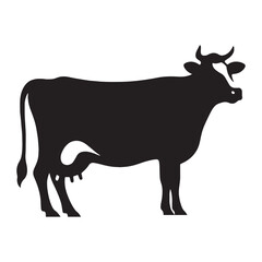 Simple cow icon silhouette designed for modern vector-style illustrations – cow silhouette – cow vector – cow illustration – silhouette of cow – cow icon

