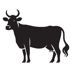 Fluid cow silhouette created with dynamic vector outline for clarity &ndash; cow silhouette &ndash; cow vector &ndash; cow illustration &ndash; silhouette of cow &ndash; cow icon

