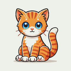 Obraz premium A cute cartoon kitten vector illustration showcases a happy small feline pet with a funny tail