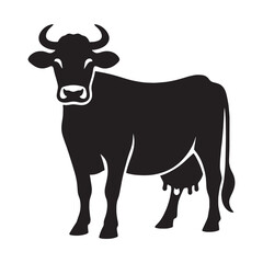 Sophisticated cow vector silhouette drawn in minimalist style – cow silhouette – cow vector – cow illustration – silhouette of cow – cow icon

