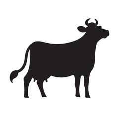 Simple vector cow illustration with bold silhouette for clean art – cow silhouette – cow vector – cow illustration – silhouette of cow – cow icon

