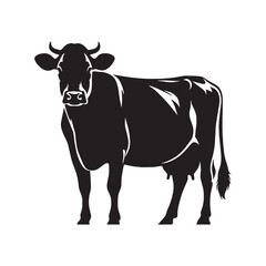 Clean and compact cow icon made from smooth silhouette vector form – cow silhouette – cow vector – cow illustration – silhouette of cow – cow icon

