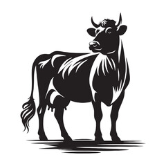 Elegant cow silhouette formed with sharp, clean vector lines – cow silhouette – cow vector – cow illustration – silhouette of cow – cow icon

