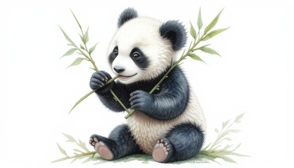 Panda Cub with Bamboo