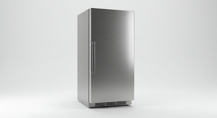 Isolated Stainless Steel Refrigerator, Minimalist Design, Studio Lighting, Cool Tone.