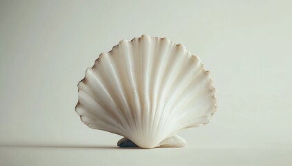 Elegant White Seashell on Neutral Background Coastal Decor and Summer Theme