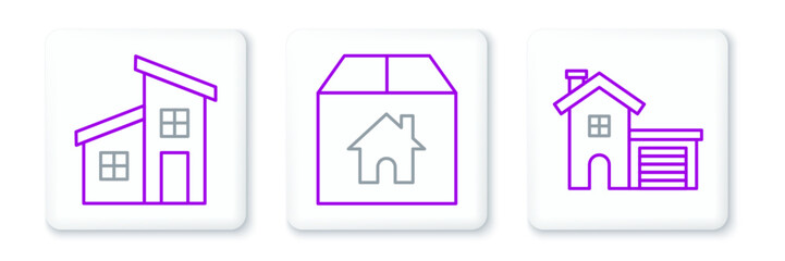 Set line House, and Cardboard box with house icon. Vector