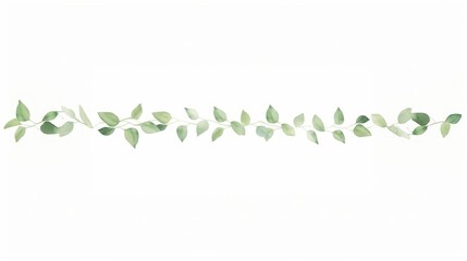 Green leaves as divider line watercolour illustration backgrounds plant leaf.