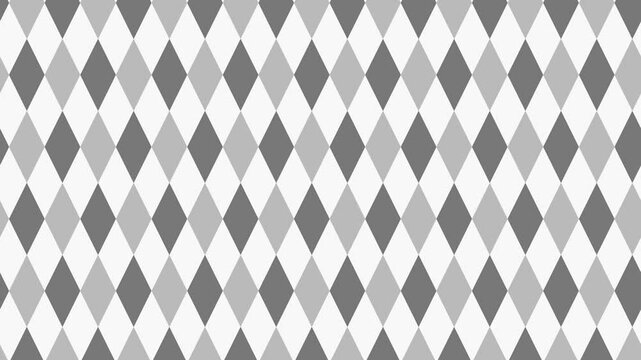 斜めにスクロールするグレーのアーガイル柄の背景 ループする4Kアニメーション。Diagonally scrolling argyle pattern background. Looping 4K animation.