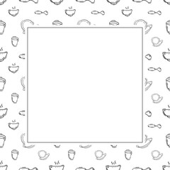 kitchen utensil frame. doodle kitchenware square frame. kitchen background