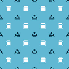 Set Conveyor belt with box and Carton cardboard on seamless pattern. Vector