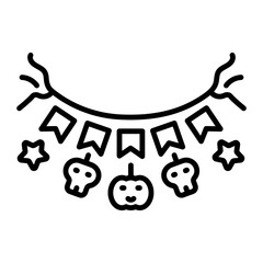 Decorated halloween garland icon in line style 