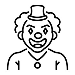 A linear style icon of a scary clown 