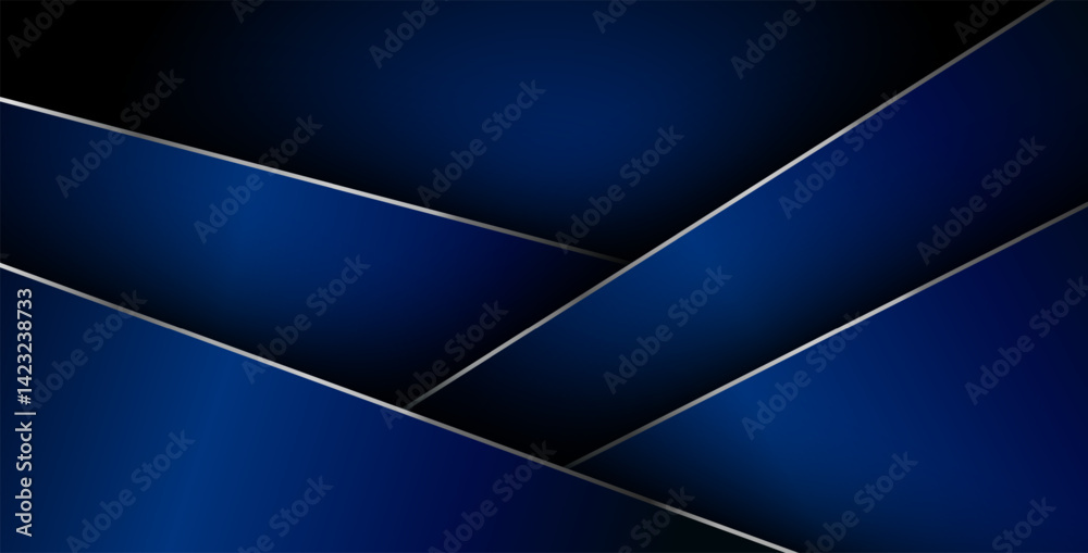 Wall mural blue gradient color with silver list geometric triangle vector background overlap layer on black spa