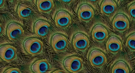 Obraz premium Metallic Highlighted Peacock Feather Design Ornate Indian Pattern Background