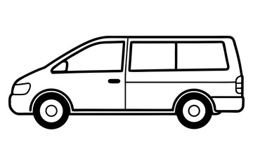 Minivan Line Art Vector Illustration