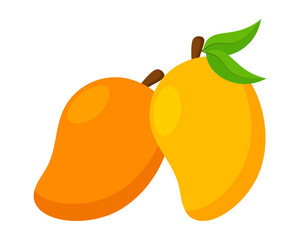 Yellow and orange mango fruit cartoon illustration clipart